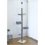 Arbre � chat multi - niveaux 236 - 271cm costway du sol au plafond hauteur ajustable perchoir lit douillet ...