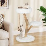 Arbre � chat multi - niveaux 90 cm costway tour � chat en bois massif perchoir poteaux � gratter en jute ...