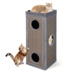 Arbre � chat multi - niveaux 99 cm costway poteaux � griffer 3 cachettes perchoir 4 coussins en peluche ...