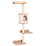 Arbre à chat mural pawhut 38x30x149 cm poteaux à griffer amovibles en sisal tour descalade beige et chêne ... Arbre à chat mural pawhut 38x30x149 cm poteaux à griffer amovibles en sisal tour descalade beige et chêne ...