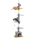 Arbre � chat - pawhut - 275h cm - du sol au plafond - 6 niveaux pour chat dint�rieur - plate - formes ...
