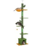 Arbre  chat - pawhut - 275h cm - du sol au plafond - 6 niveaux pour chat dintrieur - plate - formes ...