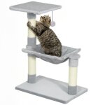 Arbre  chat - pawhut - 3 griffoirs grattoirs sisal naturel plateforme hamac et boule suspendue - 50x26x70cm ...