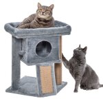 Arbre � chat - pawhut - hauteur de 57 cm - griffoir en jute niche plateforme et balle de jeu - en tissu ...