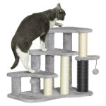 Arbre � chat - pawhut - plates - formes en peluche - 2 balles de jeu - poteaux � griffer en sisal - hauteur ...