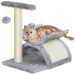 Arbre  chat - pawhut - avec pont  griffer en sisal poteau rotatif 2 balles suspendues et tunnel demi ...