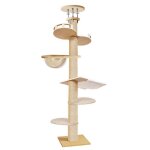 Arbre  chat au plafond en bois griffoir chat 6 niveaux dactivits super haut 305cm hauteur rglable ...