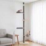Arbre � chat du sol au plafond costway hauteur ajustable de 236 � 271 cm perchoir poteaux � gratter hamac ...