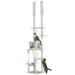 Arbre � chat du sol au plafond - griffoir pour chat - hauteur r�glable 225 - 255 cm - 6 niveaux niche ...