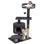 Arbre � chat - springos� - 4 niveaux - maison en peluche - poteaux en sisal - 87 cm