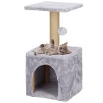 Arbre � chat - springos� - 62 cm - niche int�gr�e - jouet suspendu - poteau en sisal