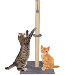 Arbre � chat - springos� - 75 cm - gris - poteau � griffer en sisal - balle suspendue