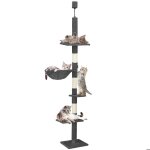 Arbre � chat - springos� - r�glable 240 - 265 cm - 3 plateformes - hamac confortable - graphite