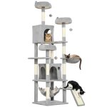 Arbre � chat - tour de jeux pour chat - pawhut - 8 poteaux � griffer 4 plateformes 2 niches 2 hamacs ...