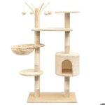 Arbre  chat - vidaxl - 125 cm - griffoirs en sisal - beige - montage facile