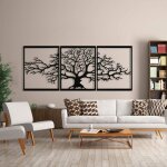 Arbre de vie en mtal dcoration murale sculpture en mtal 3d noir (144. 78x58. 42 cm)