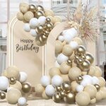 Arche ballon anniversaire blanc or 102pcs kit arche guirlande ballon blanc beige dor dcoration anniversaire ...