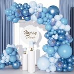 Arche ballon anniversaire bleu 110pc kit guirlande d�coration de ballon bleu m�tallique bleubleu ciel ...