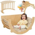 Arche descalade 3 en 1 - aiyaplay - fauteuil  bascule et table de jeu - coussin - en bois naturel enfants ...