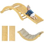 Arche escalade enfants - aiyaplay - 4 en 1 - chaise  bascule rampe descalade et coussin - pin - 168x495x395cm ...