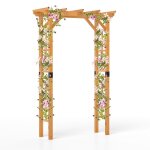Arche de jardin en bois avec treillis - costway - 140x60x215 cm - pour plantes grimpantes - c�r�monies ...