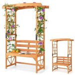 Arche de jardin - relax4life - treillis latral pour plantes grimpantes - banc de jardin 2 places en ...