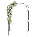 Arche de jardin avec treillis 153 x 40 x 240 cm costway - pour plantes grimpantes - en m�tal rev�tus ...