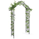 Arche de jardin avec treillis en métal costway - 116 x 40 x 223 cm - toit Élégant - 4 piquets de sol ... Arche de jardin avec treillis en métal costway - 116 x 40 x 223 cm - toit Élégant - 4 piquets de sol ...