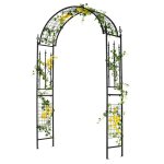 Arche de jardin avec treillis en métal costway - 143 x 40 x 234 cm - toit Élégant - 4 piquets de sol ... Arche de jardin avec treillis en métal costway - 143 x 40 x 234 cm - toit Élégant - 4 piquets de sol ...