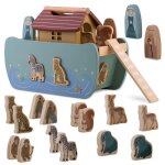 Arche de no en bois avec animaux nk - 862 nukido