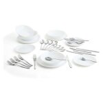 Service de table - arcopal - zelie - 18 pi�ces - 24 couverts - verre opale - acier inoxydable