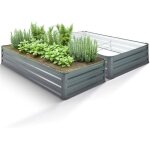 Arebos bacs sur�lev�s en m�tal set de 2 bacs 180x90x30 cm bac de jardin en acier galvanis�