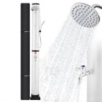 Arebos douche solaire 40 l avec douchette et thermomètre - argent Arebos douche solaire 40 l avec douchette et thermomètre - argent