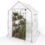 Arebos serre de jardin 2 m� ? structure robuste film r�sistant aux uv ventilation int�gr�e �tag�res montage ...