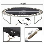 Arebos tapis de saut  257 pour trampolines  305 cm 165 mm ressorts 72 oeillet