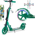 Arebos trottinette de ville trottinette verte rglable en hauteur pliable sangle incluse roues  led ...