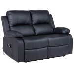 Armand - canap 2 places relax lectrique en simili - noir