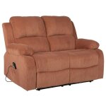 Armand - canap� 2 places relax �lectrique en velours c�tel� - terracotta