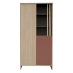 Armoire 2 portes et 1 niche avec claustra en bois d�cor ch�ne suave - tokyo