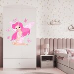 Armoire 2 portes 1 tiroir kocot kids babydream la fe aux papillons - blanc