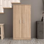 Armoire 2 portes 55x36x108 cm en bois d�cor ch�ne clair