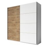 Armoire 2 portes coulissantes 220cm couleur ch�ne et blanc. collection floyd