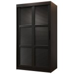 Armoire  2 portes coulissantes - abiksmeble ?aluzja - armoire  rideaux corps noir faade noir poignes ...