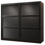 Armoire  2 portes coulissantes - abiksmeble ?aluzja - armoire  rideaux corps noir faade noir poignes ...