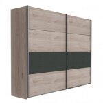 Armoire 2 portes coulissantes angie 225 cm ch�ne hickory et graphite