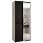 Armoire � 2 portes coulissantes davos 11 avec miroir - 2352x100x45cm - corps blanc - front noir - rail ...