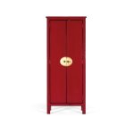 Armoire 2 portes - giner y colomer - bois de manguier - rouge - 180x60x35 cm