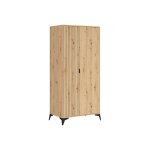 Armoire � 2 portes placardcoloris ch�ne artisan - longueur 90 x profondeur 55 x hauteur 197 cm