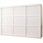 Armoire  3 portes coulissantes - abiksmeble ?aluzja - armoire  rideaux corps blanc faade blanc poignes ...