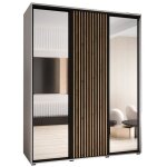 Armoire à 3 portes coulissantes - abiksmeble lanko 2 - avec miroir 2352x190x60 cm corps blanc front noir ... Armoire à 3 portes coulissantes - abiksmeble lanko 2 - avec miroir 2352x190x60 cm corps blanc front noir ...